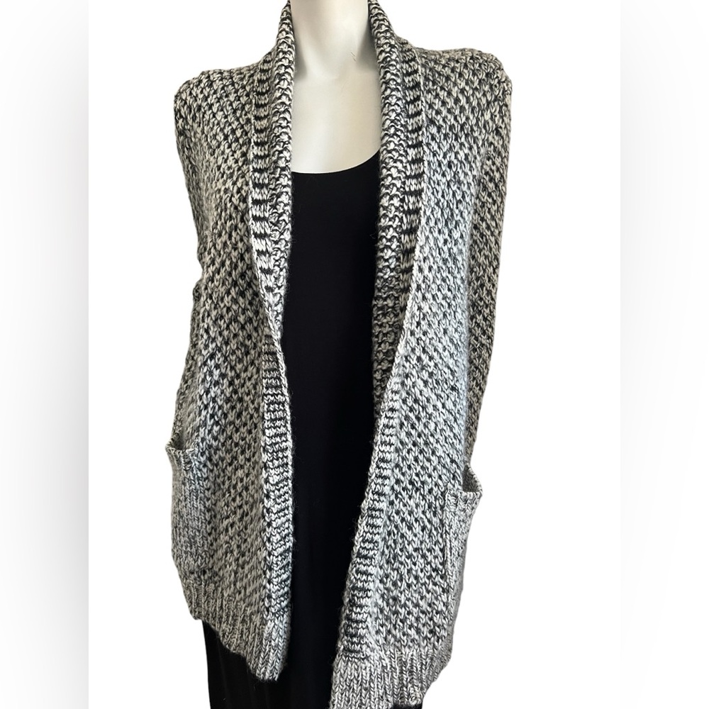 JJill Wool Mix Chuncky Warm Open Cardigan with Front Pin Closure Gray Size XS